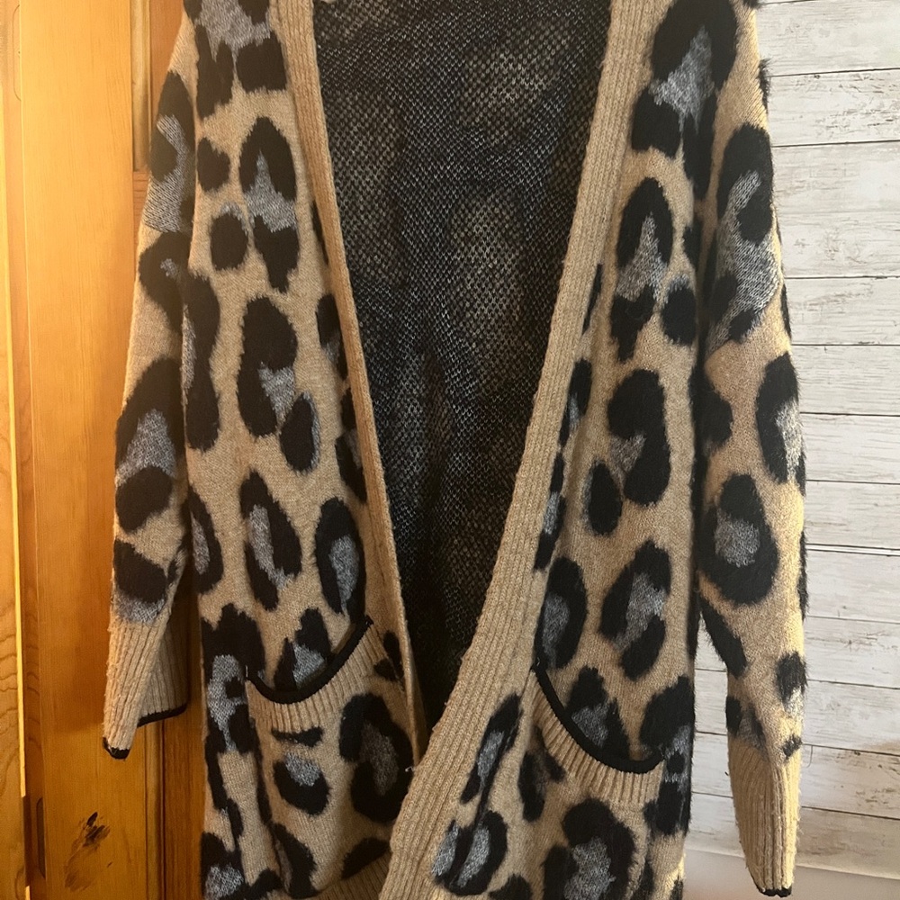 Marks & Spencer Animal Print Cardigan in Black and Tan